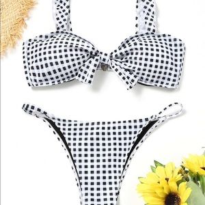 White and black two piece bikini